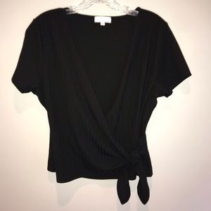 TEN SIXTY SHERMAN Black Cropped Tie Tee